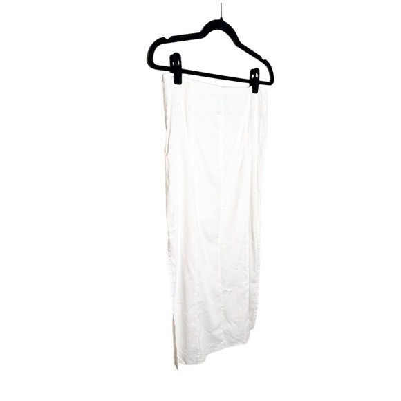 Theory Double-Face Linen Blend Slit Skirt Ivory Size 4 - Picture 4 of 8